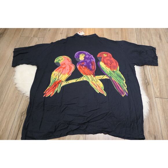 Vintage NWT COLOR WORKS Casual Male Big & Tall 3XLT Rayon PARROT Button Shirt - Picture 11 of 13
